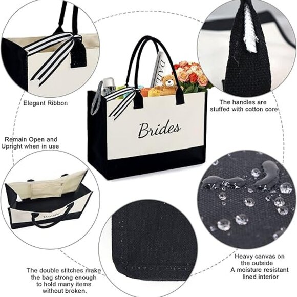 Monogram Initial Canvas Bag with Inner Zipper Pocket Embroidery Personalized Bag - Picture 6 of 6